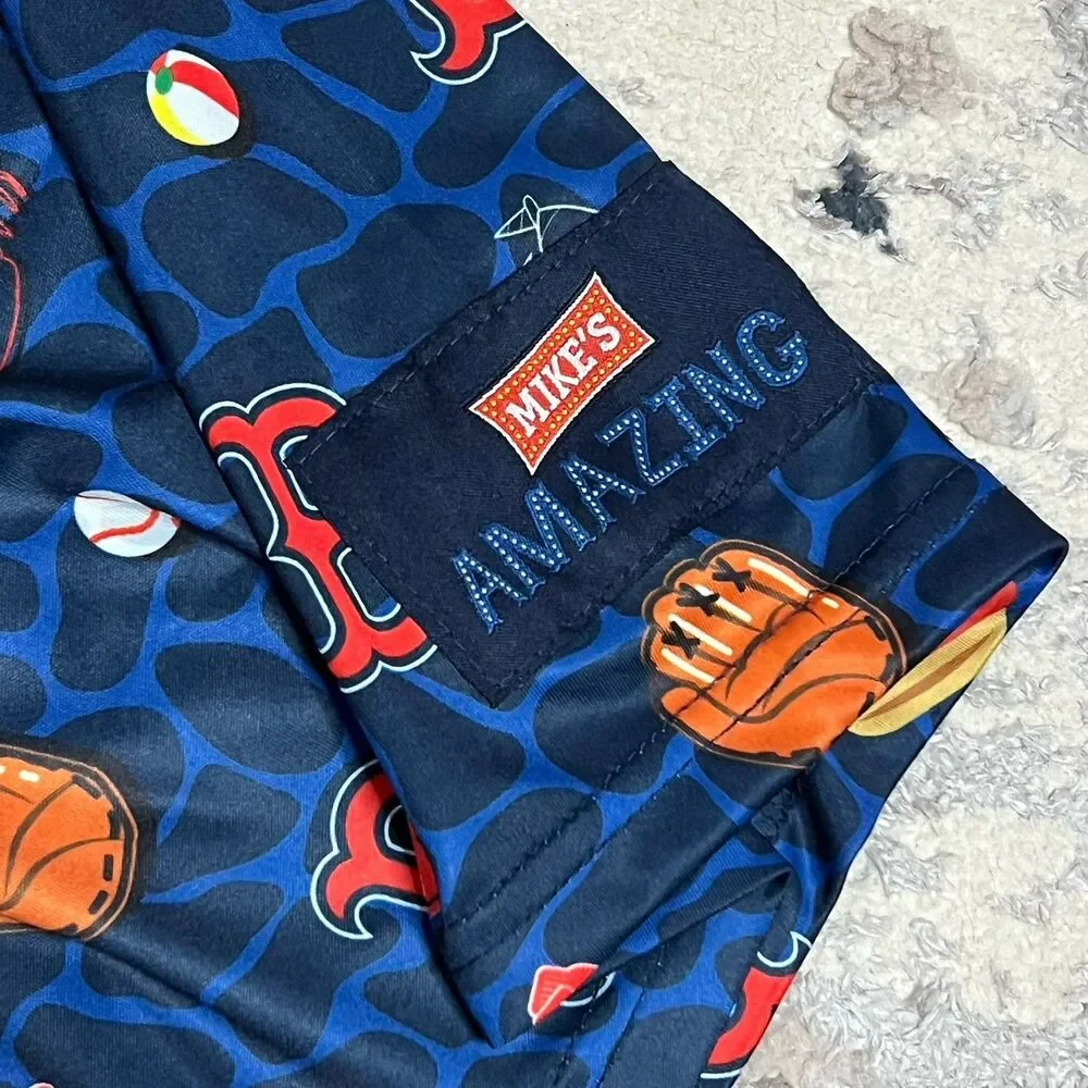 Boston Red Sox Shirt Mens XL Button Up Hawaiin Baseball Gloves Hotdogs Promo AOP - Picture 3 of 11